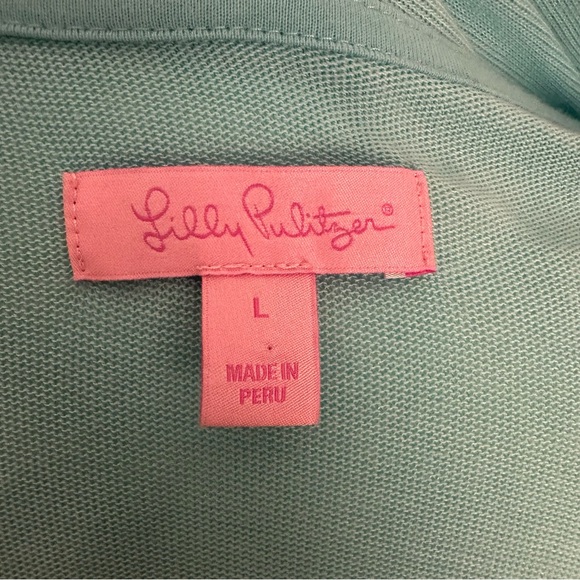 Lilly Pulitzer Nika Wrap Blue Draped Open Front Cardigan Large - Picture 9 of 9